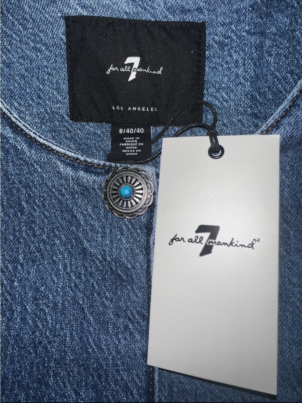 7 For All Mankind Sleeveless Denim Mini Dress - Blue Sz 6 and 8 Available. - Picture 8 of 8